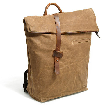 

Men Vintage Canvas Waterproof Travel Commuter Bag Backpack, Black khaki deep grey coffee army green