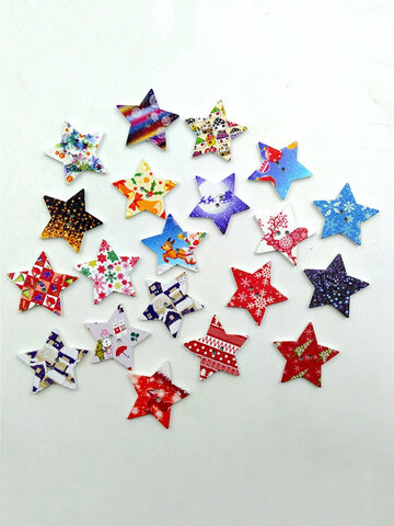 50 Pcs Five Stars Shaped Wooden Decoration Buttons