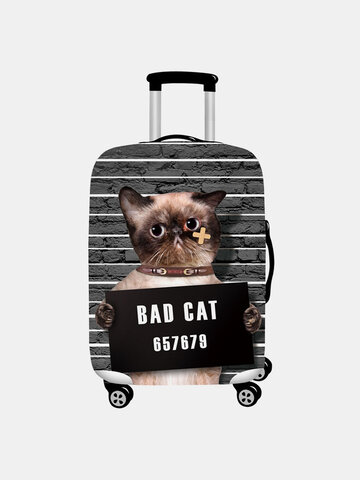 Étui à bagages imprimé chat Housse de protection pour bagages de voyage résistant à l'usure