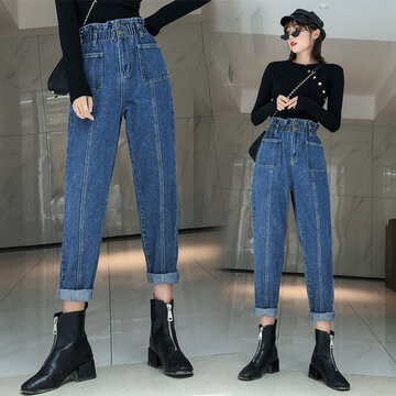 Large Size Women's Jeans New Fat Mm High Waist Casual Loose Wild Thin Wide Leg Pants Trousers