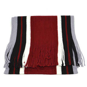 Mens Striped Knitted Warm Scarf 
