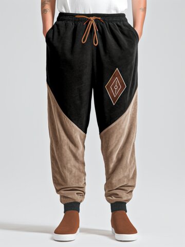 Pantalon patchwork géométrique vintage