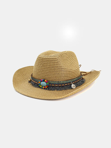 Western Cowboy Ethnic Wind Straw Hat Outdoor Beach Hat