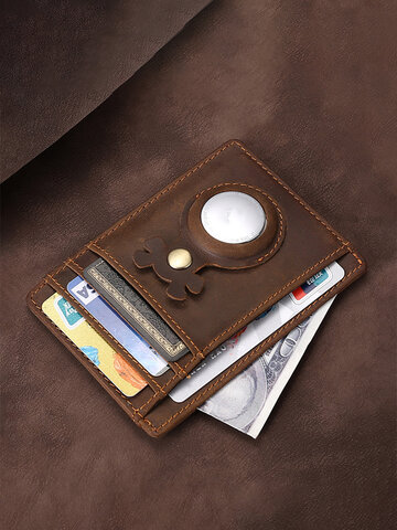 Menico Men's Leather Airtag Locator Multi-Card Slot Wallet