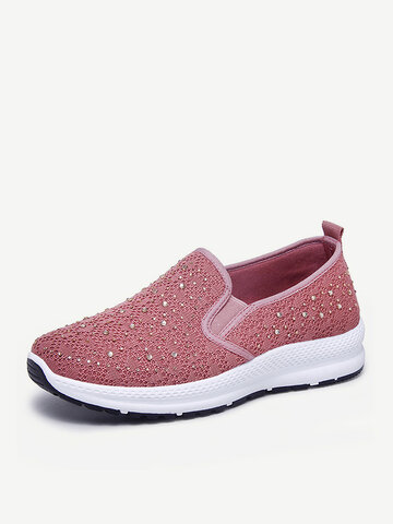 Knitted Fabric Flat Walking Sneakers