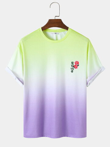 Ombre Floral Print T-Shirts