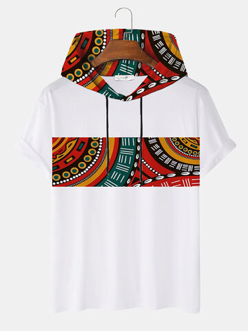 Ethnic Totem Print Hooded T-Shirts