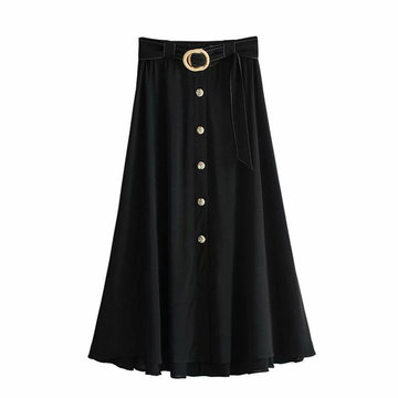 

Europe And The United States New Belt Belt Skirt Skirt Long Section Cover Calf Swing Skirt Female 1639066
