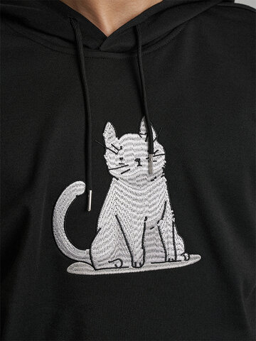 Cat Footprint Embroidered Hoodies
