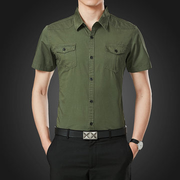 

New Men's Shirt Short-sleeved Season Slim Cotton Shirt Casual Youth Shirt Trend Male