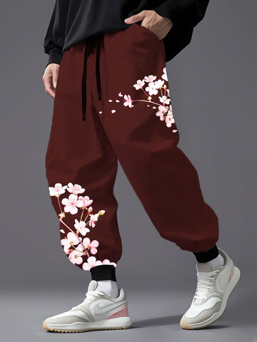 Pantalon à cordon de serrage fleurs de cerisier