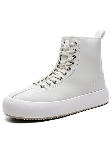 Men Pure Color High Top Chunky Sneakers