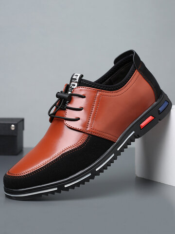 Men Leather Splicing Business Casual Shoes