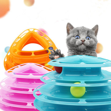 

3Colors Funny Cat Toy Tower With Balls Turntable Ball Kitty Plastic Kitten Play Interactive, Blue