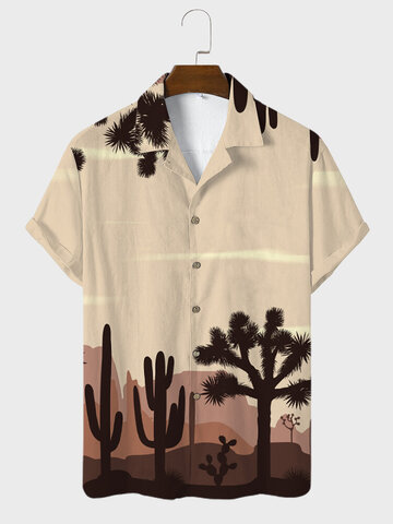 Cactus Plants Landscape Print Shirts