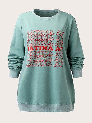 Sweatshirt mit Rundhalsausschnitt und Buchstaben