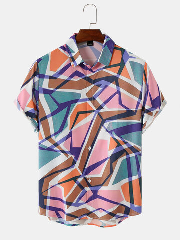 Geometric Multi Color Print Shirts
