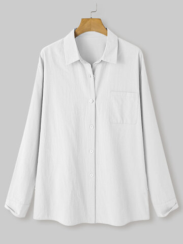 Solid Color Button Casual Shirt