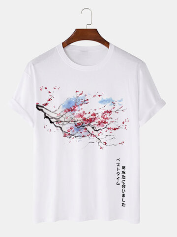 Camisetas japonesas com estampa floral