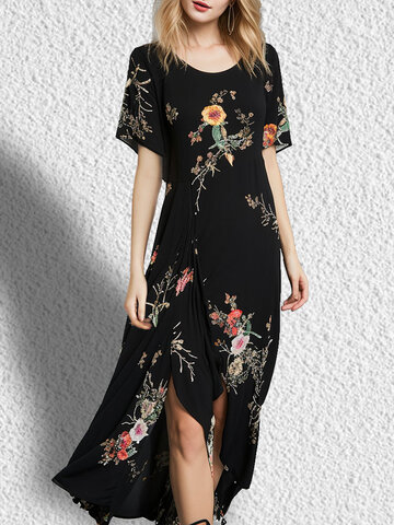 Floral Print Split Hem Dress