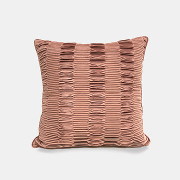 Solid Color Sofa Pillow Geometric Fold Flannel Piping Cushion Cover Living Room Bedside Backrest
