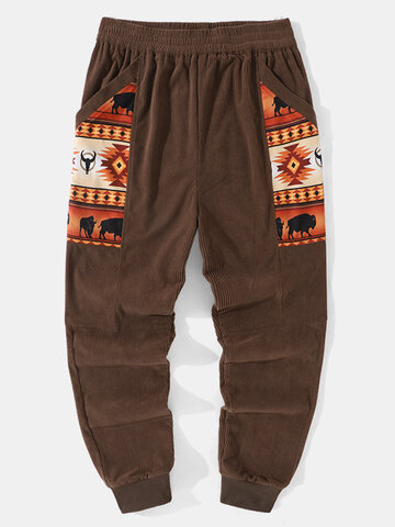 Corduroy Ethnic Pattern Pants