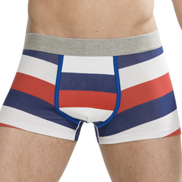 

Casual Hernia Underwear Cotton Soft Stripes Printing Breathable Boxer Briefs for Men, Blue red