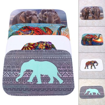 

15.7"x23.6" Elephant Pattern Non-slip Absorbent Memory Foam Bedroom Floor Mat Carpet, White