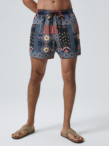 Ethnic Style Spliced Soft Board Shorts