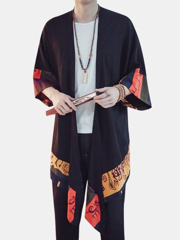 

Ethnic Chinese Style Long Hem Linen Cloak