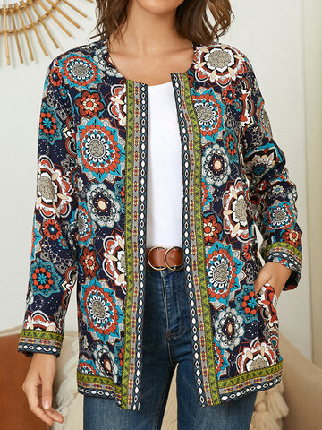 Vintage Jacke mit ethnischem Blumendruck