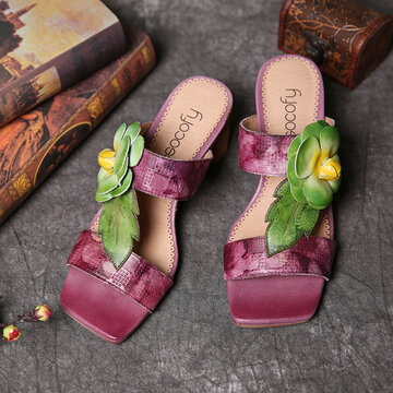 Floral Leather Sandals