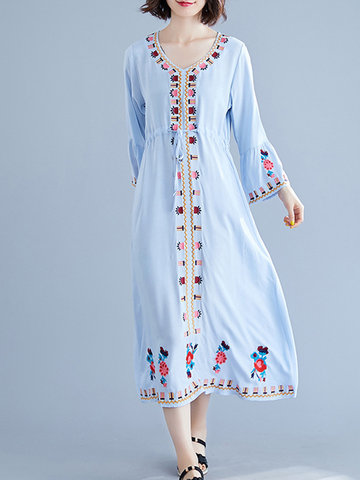 Ethnic Floral Embroidery Dress