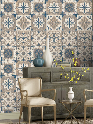 20 piezas de simulación de color Retro azulejos pegatinas decoración del hogar autoadhesivo Impermeable DIY pegatinas de pared pegatinas de suelo