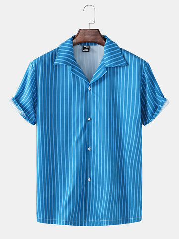 Blue Pinstripe Lapel Shirt