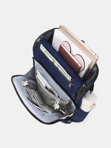 Women Men Nylon Multi-Pockets Casual Crossbody Bag