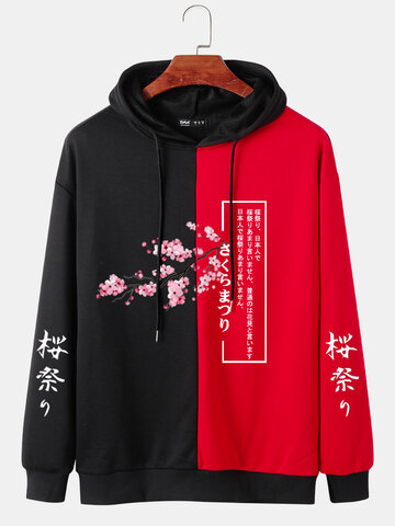 Sweats à capuche imprimés japonais en fleurs de cerisier