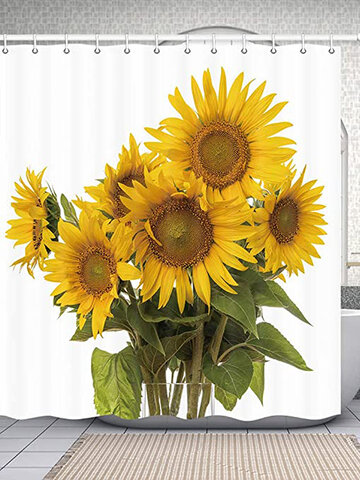 180X180cm Sunflower Polyester Printing Waterproof Mildew Shower Curtain