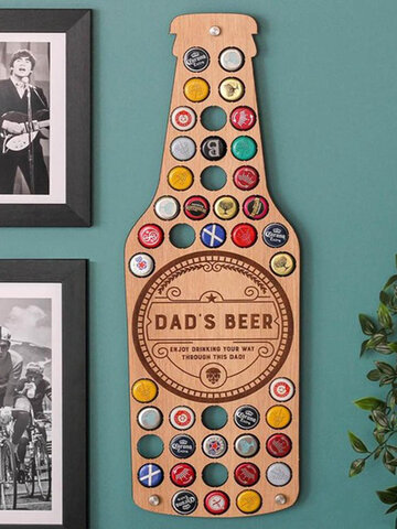 Father's Day Gift DAD Wine Bottle Cap Display Map Beer Collection Holder Unique Design Art Wall Decor