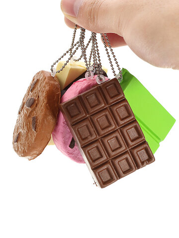 Kawaii Squishy Tag Toys Crack Chocolate Bar Biscuit Cracker Sound Collection Gift Decor Toy