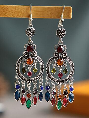 Hollow Round-shaped With Tassel Earrings