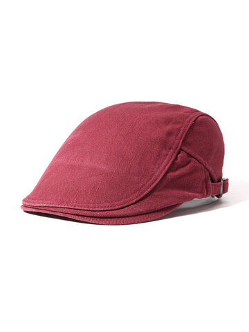 Men Women Cotton Beret Cap Pure Color Hats Casual Windproof Warm Forward Cap