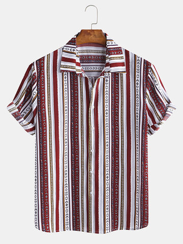 Vintage Ethnic Striped Print Shirt