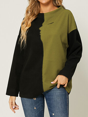 Abstract Contrast Color Sweatshirt