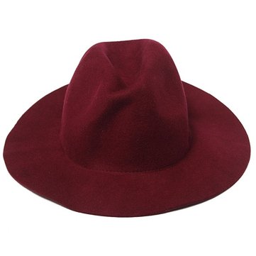 Vintage Women Wool Bowler Trilby Cap Wide Brim Ribbon Fedora Jazz Hat 
