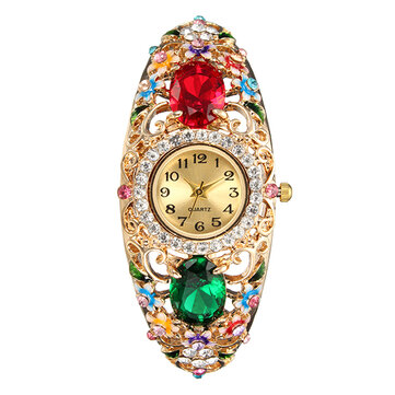 Relógio De Cloisonne De Luxo Relógio De Flor De Cristal De Diamante Elegante Para Presente De Mulher