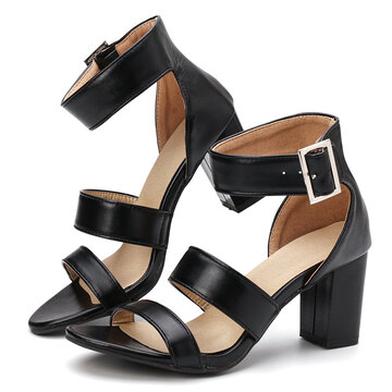 Details about   Black Color Ankle Strap Buckle Clog Flatform Heels Womens Sandals Shoes Size 7.5 