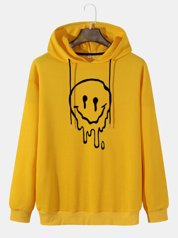 Cotton Funny Face Print Hoodies