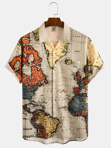 Chemises à imprimé carte du monde sur toute la surface