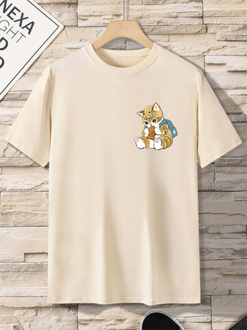 Cute Cat Print T-Shirts